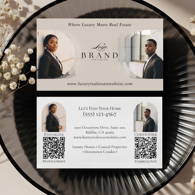 Carte De Visite Luxury Classy Dual Agent Professional Real Estate (Luxury Classy Dual Agent Professional Real Estate Business Card)