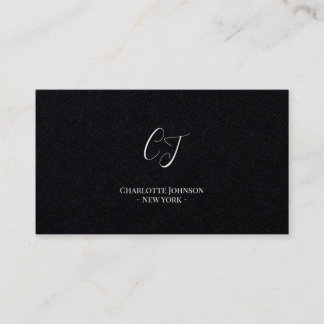 Carte De Visite Luxury Minimal Monogram Black Ivory Chic Stylish