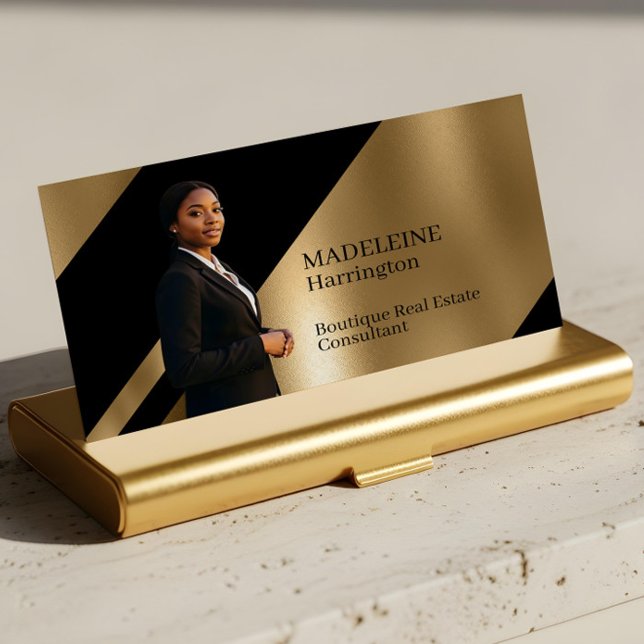 Carte De Visite Luxury Real Estate Agent Black & Gold Black Luxe (Luxury Real Estate Agent Black & Gold Black Luxe Business Card)