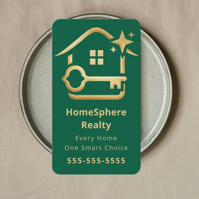 Carte De Visite Luxury Realtor Real Estate Agent Broker Green (Créateur téléchargé)