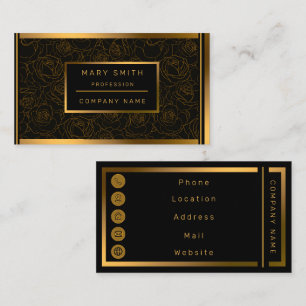 Carte De Visite  Luxury Trendy Black Gold Rose Ajouter votre texte