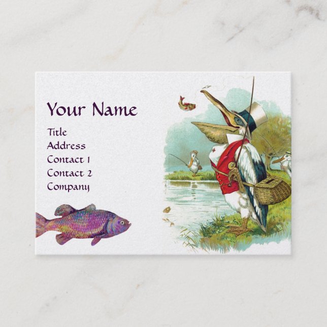 Carte De Visite M. PELICAN FISHING MONOGRAM, White Pearl (Devant)