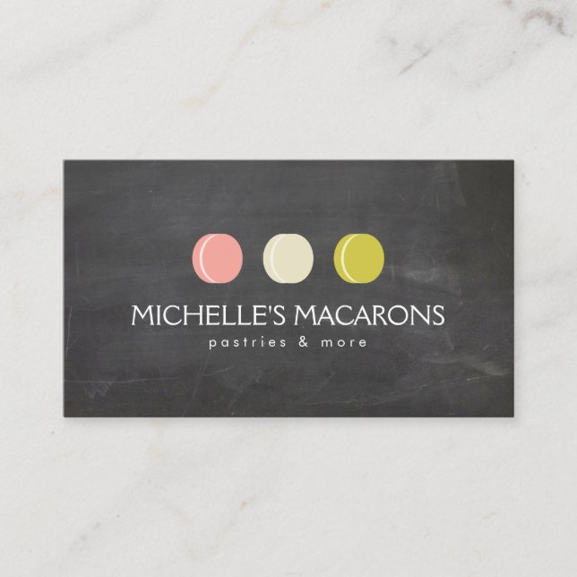 Carte De Visite MACARON COOKIE TRIO LOGO sur CHALKBOARD pour boula (Devant)