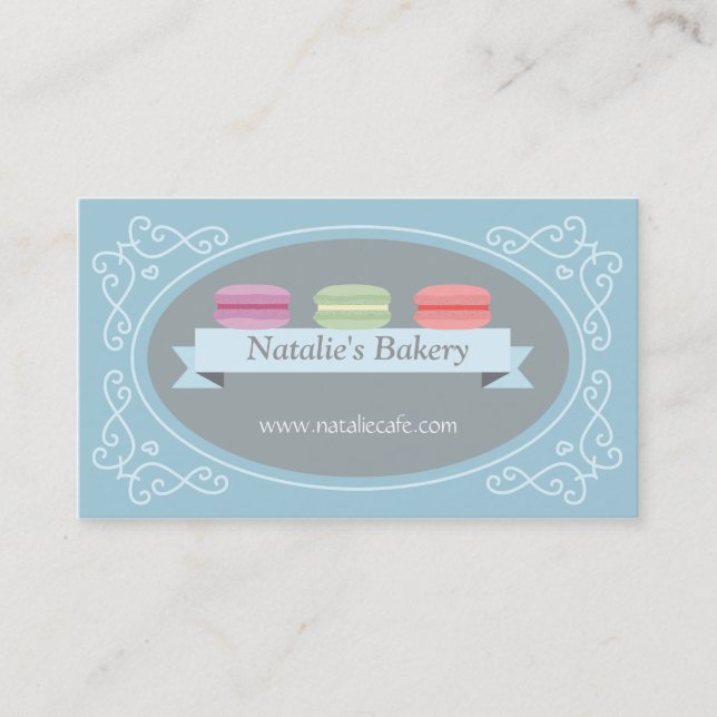 Carte De Visite Macaron élégant, moderne, doux, boulangerie, (Devant)