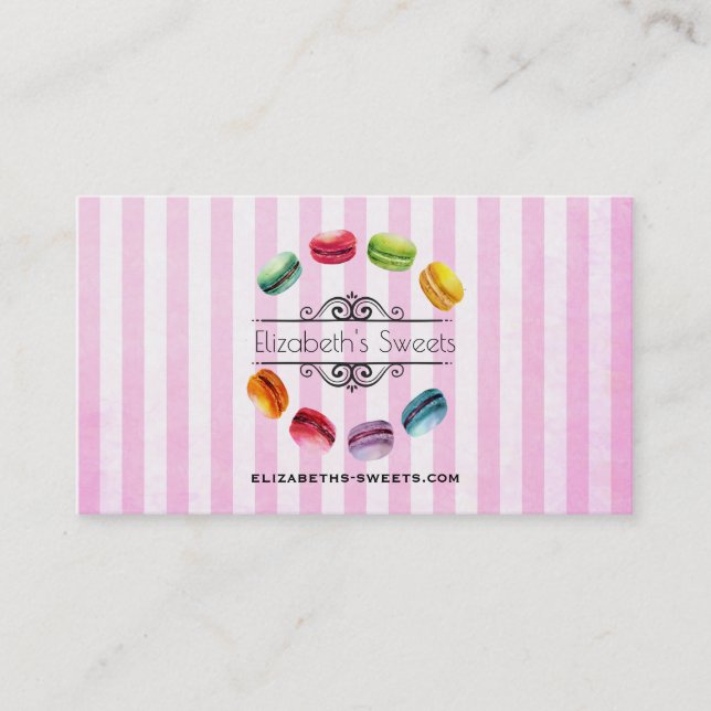 Carte De Visite Macarons Dans Un Cercle | Pâtisserie française en  (Devant)