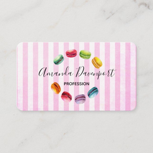 Carte De Visite Macarons Dans Un Cercle | Pâtisserie française en  (Devant)