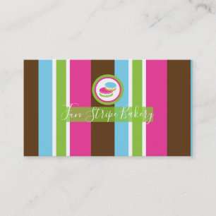 Carte De Visite Macarons de la jolie boulangerie colorée rayure am