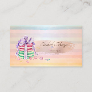 Carte De Visite Macarons Élégants Modernes, Rose Gold Pinceau Stro