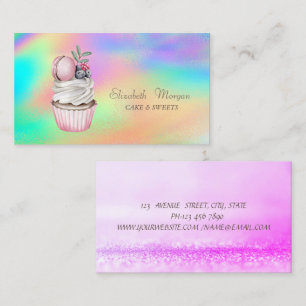 Carte De Visite Macarons holographiques colorés à l'aquarelle Boke