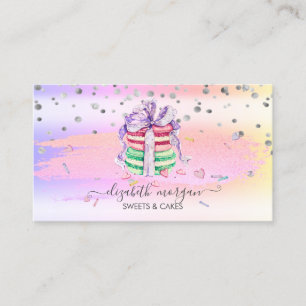 Carte De Visite Macarons Pailletés Modernes avec Frottis Ombré