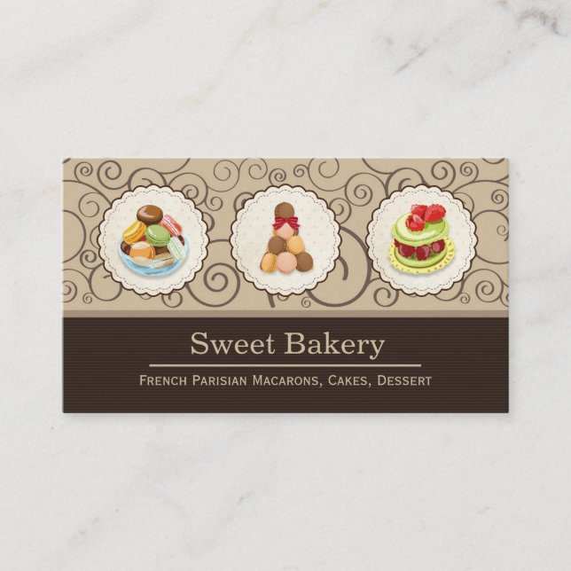 Carte De Visite Macarons Parisiens Personnalisés Boutique de gâtea (Devant)