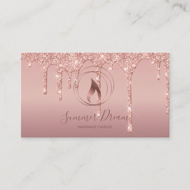 Carte De Visite Machine à bougies moderne Rose Gold Chic chandelie (Devant)