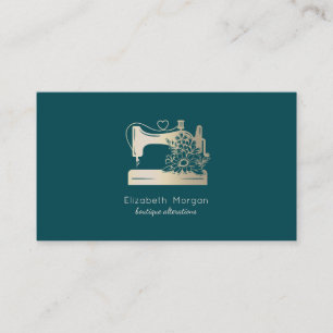 Carte De Visite Machine à coudre élégante Couturière Vert
