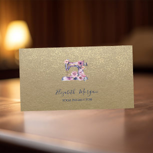 Carte De Visite Machine à coudre Rustic Kraft, Lotus, Confetti dor