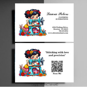 Carte De Visite Machine à coudre vintage Fleurs Filles Altération