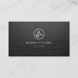 Carte De Visite Machiniste Wrench Gear Icon Dark Brossé Metal