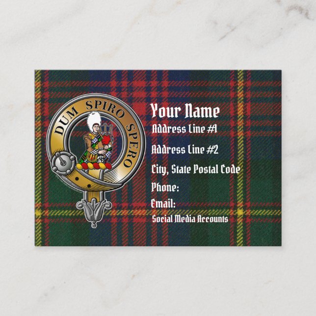 Carte De Visite MacLennan Tartan & Badge (Devant)