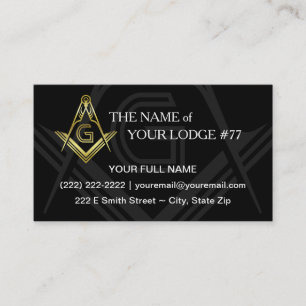 Carte de visite maçonnique   Freemason noir et or