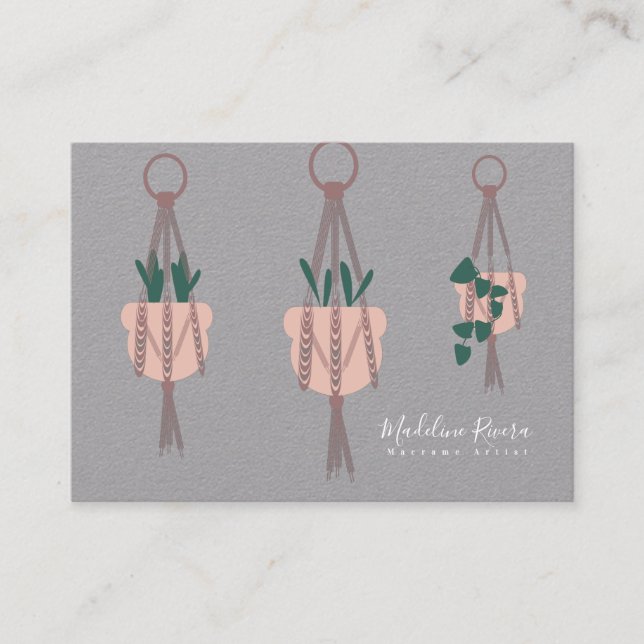 Carte De Visite Macrame Artiste Conception artisanale Hanging Plan (Devant)