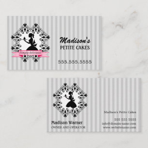 Carte De Visite Madame Cupcake Silver et rose de silhouette
