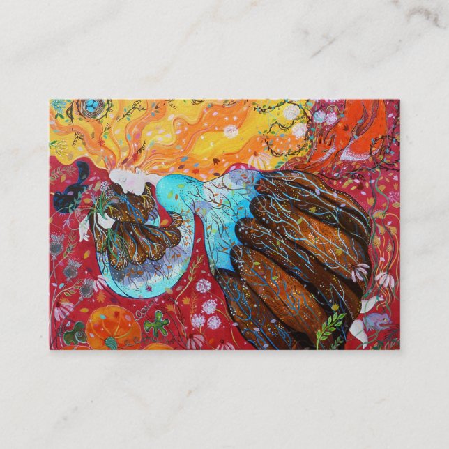 Carte De Visite Madame de nature et les saisons de l'année (Devant)