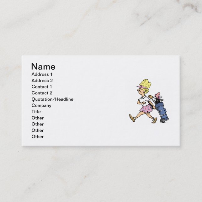 Carte De Visite Madame Golfer Tshirts et cadeaux (Devant)