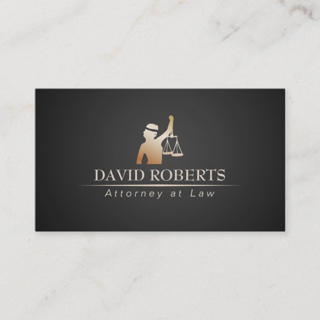 Carte De Visite Madame Justice Logo Lawyer d'or d'avocat (Devant)