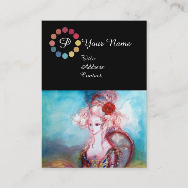CARTE DE VISITE MADAME POMPADOUR MAKEUP PALETTE DE COULEUR ARTISTE (Devant)