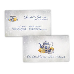 Carte De Visite Magasin d'antiquités Chinoiserie Téton bleu citron