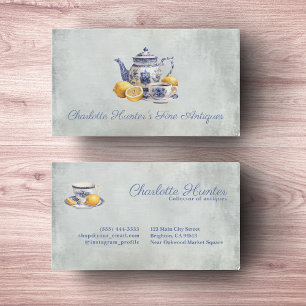 Carte De Visite Magasin d'antiquités Chinoiserie Téton bleu citron