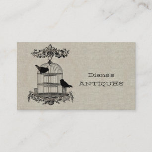 Carte De Visite Magasin d'antiquités Vintage Vieux Cage Oiseaux B