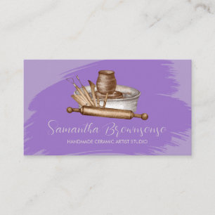 Carte De Visite Magasin d'artisanat violet poterie céramique argil