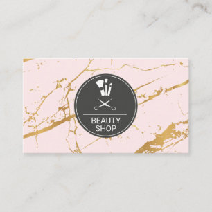 Carte De Visite Magasin de beauté rose luxe Marbre or
