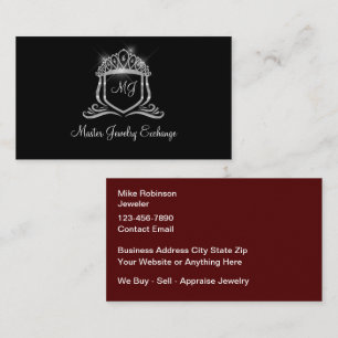 Carte De Visite Magasin de bijoux à monogramme chic