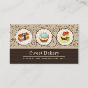 Carte De Visite Magasin de boulangerie sucrée - Pies de gâteau sur