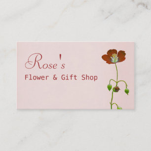 Carte De Visite Magasin de fleuristes Fleurs sauvages rouges