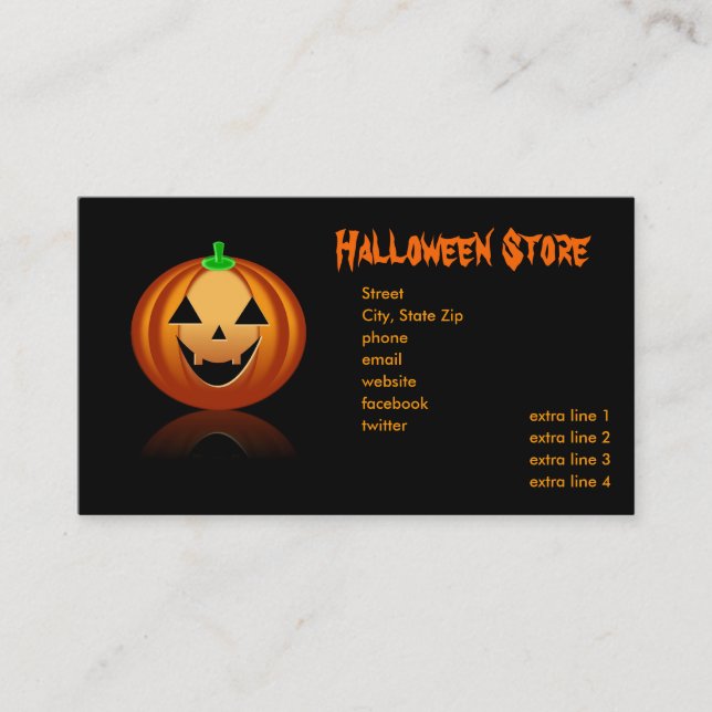 Carte De Visite Magasin de Halloween (Devant)