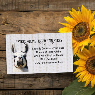 Carte De Visite Magasin de laine de Llama Vendeur de fibres