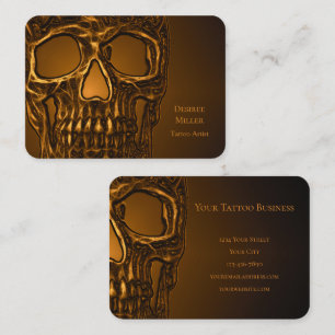 Carte De Visite Magasin de tatouage tête de crâne gothique métalli