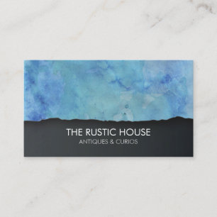 Carte De Visite Magasin de vente au détail Bleu Vert Lavis Aquarel
