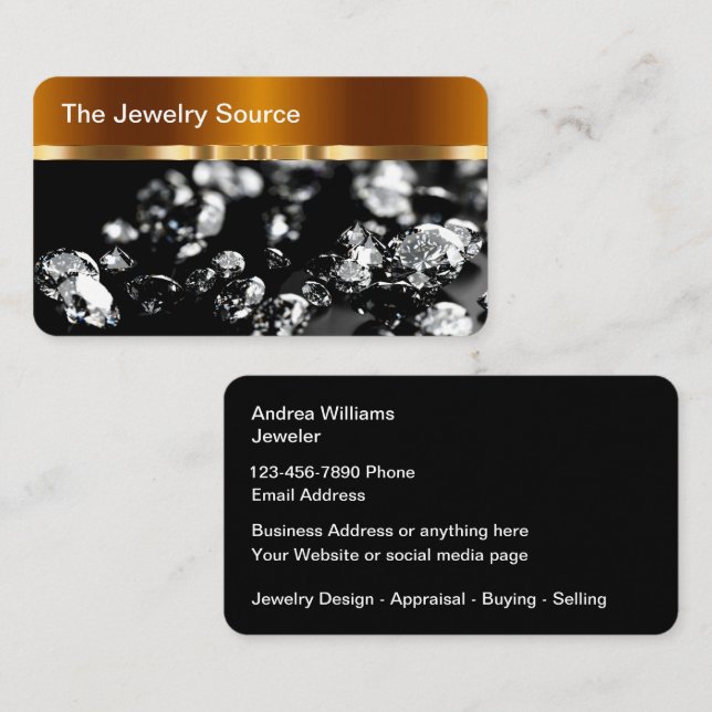 Carte De Visite Magasin de vente au détail Classy Jewelry Designer (Devant / Derrière)