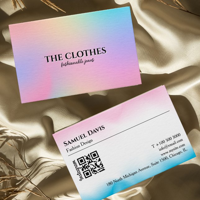 Carte De Visite Magasin de vêtements Holographique Gradient Femini (Clothing Store Holographic Gradient Feminine Business Card)