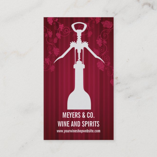 Carte De Visite Magasin de vin de tire-bouchon (Devant)