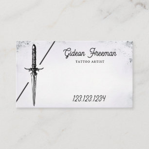 Carte De Visite Magasin élégant de tatouage noir et blanc