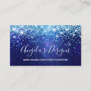 Carte De Visite Magasin en ligne Aqua Blue Galaxy Glitter