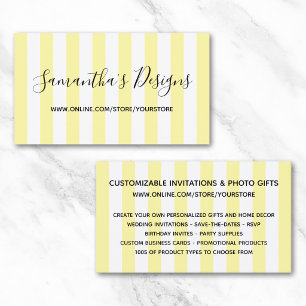 Carte De Visite Magasin en ligne avec rayures verticales jaune cla