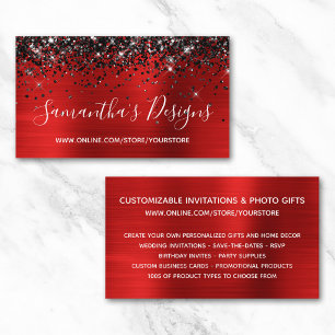Carte De Visite Magasin en ligne de papier d'aluminium rouge brill