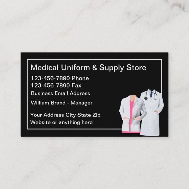 Carte De Visite Magasin Médicale Uniforme Et D'Approvisionnement (Devant)