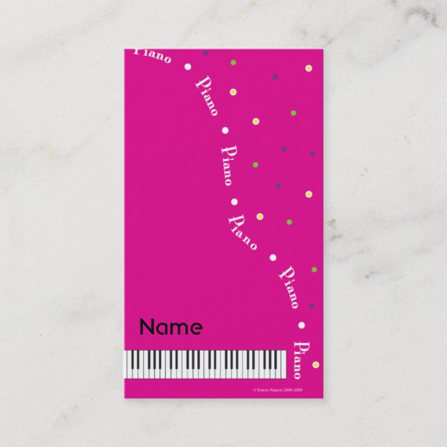 Carte de visite magenta de piano à queue (Devant)