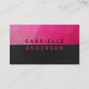 Carte De Visite Magenta géométrique   Cuir noir Lux
